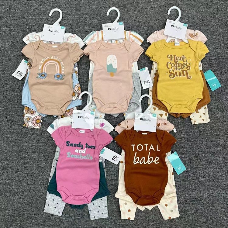 Wholesale Summer Rompers Solid Clothes Infant Boys Jumpsuits 100% Cotton Girls New Born Baby Romper Onesies