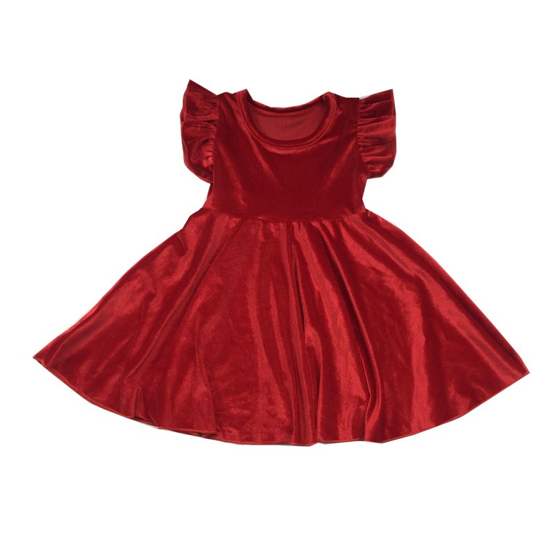 New Design Baby Girls Fall Solid Colors Velvet Dress Kids Wears Clothes Girl Twirl Dresses