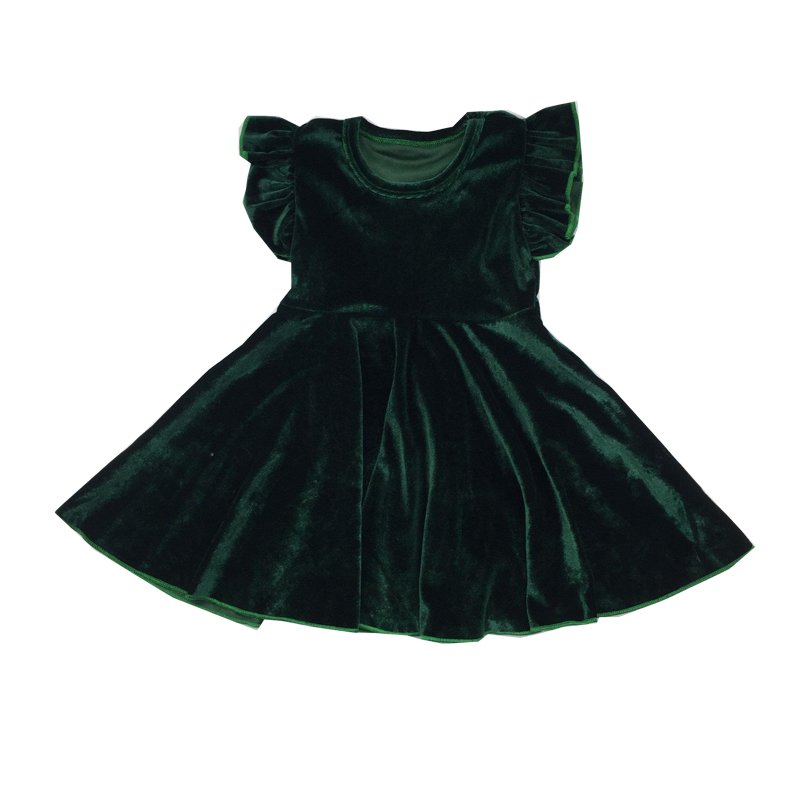 New Design Baby Girls Fall Solid Colors Velvet Dress Kids Wears Clothes Girl Twirl Dresses
