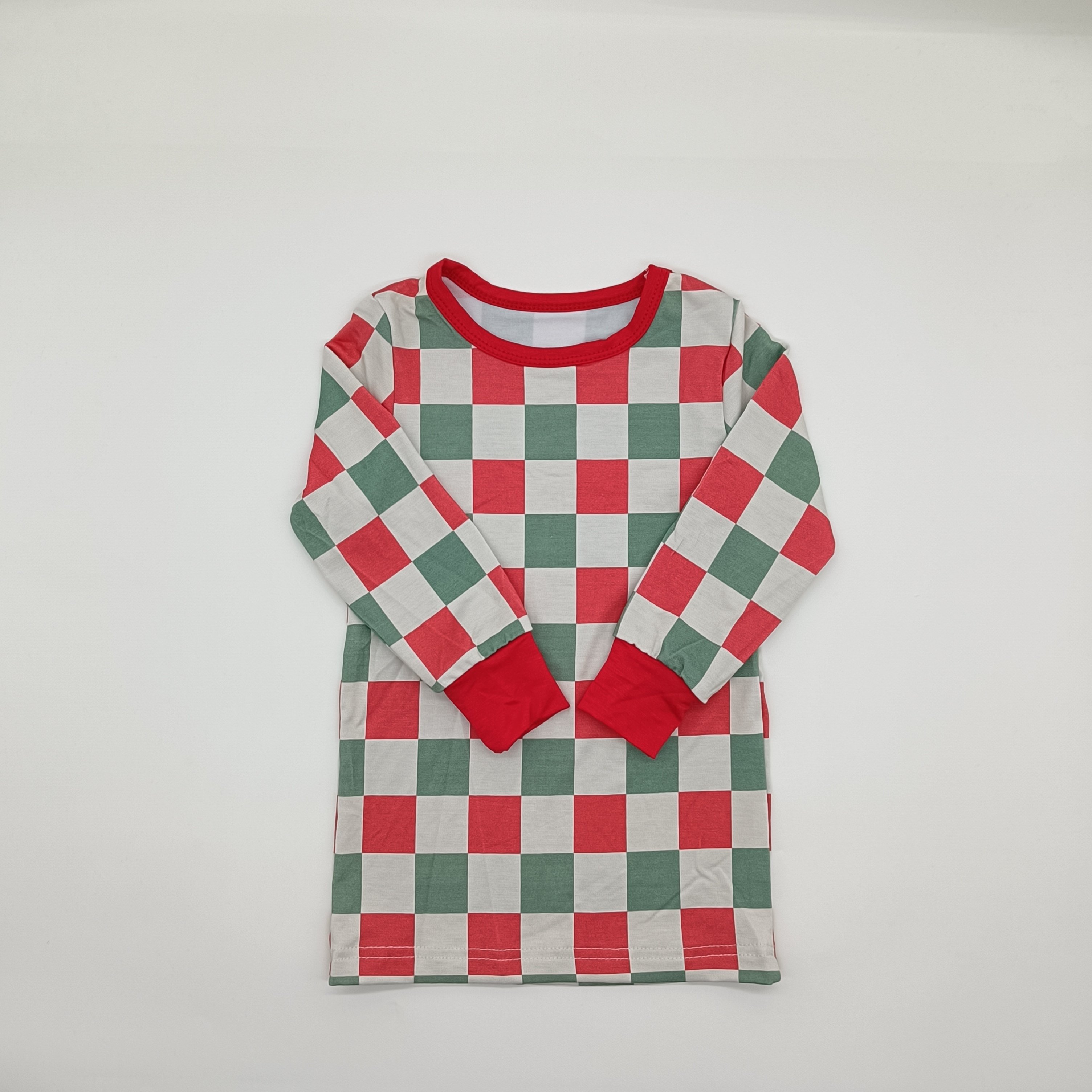Comfortable 95%Bamboo 5%spandex baby long sleeve checkered pattern Baby children clothing 2pcs sets