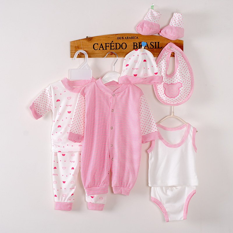 100% Cotton Spring Baby Romper Set New Born Baby Gift Set Casual Newborn Baby Clothes 8 Pcs Set Full Clothing