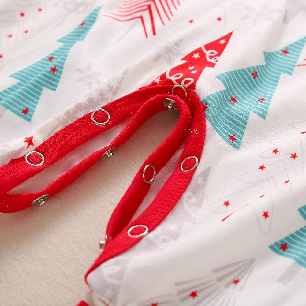 Organic bamboo christmas baby rompers baby jumpsuit custom print sleepsuit sustainable bamboo pajamas with button baby clothes