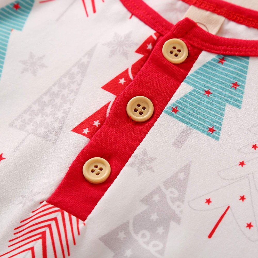 Organic bamboo christmas baby rompers baby jumpsuit custom print sleepsuit sustainable bamboo pajamas with button baby clothes