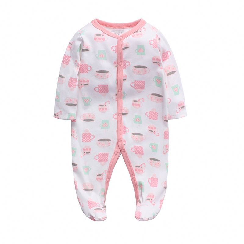 100% Cotton Newborn Baby Clothes Stripe Jumpsuit Rompers Spring Bottoming Shirt Jumpsuits Footed Zipper Infant Boys Girls Full