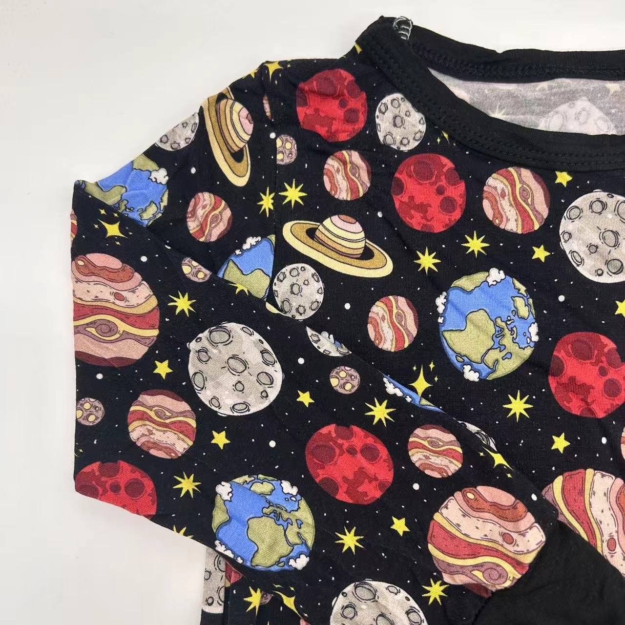 95% Bamboo 5% Spandex Custom Print Pajamas Baby Jumpsuit Sleepwear Kids Zipper Pajamas