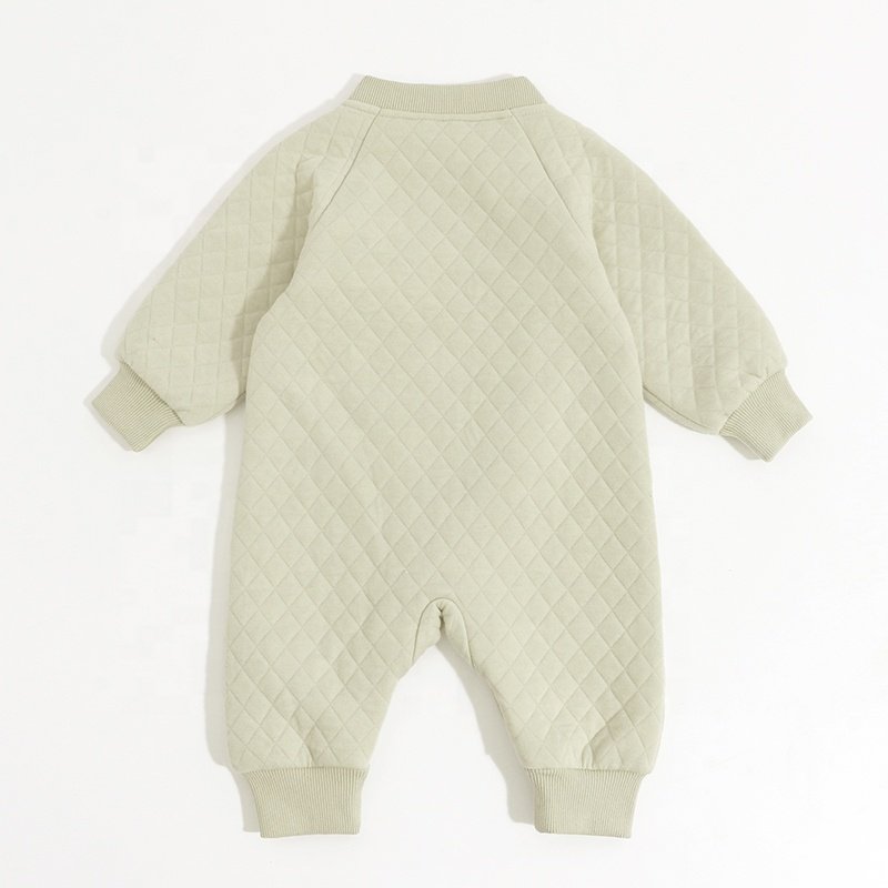 2024 Autumn Winter Long Sleeve Toddler Clothing 100% Polyester Long Sleeve Unisex Solid Color Baby Rompers Wholesale