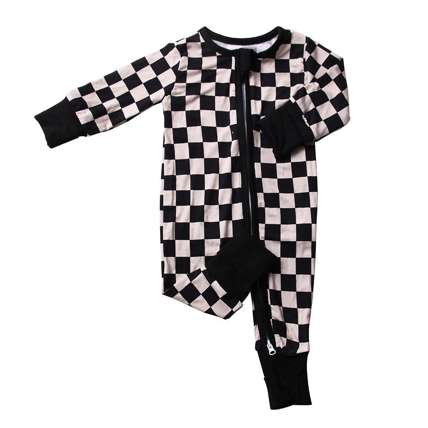 Custom Kids Zipper Bamboo Fabric Custom Pattern Romper baby clothes