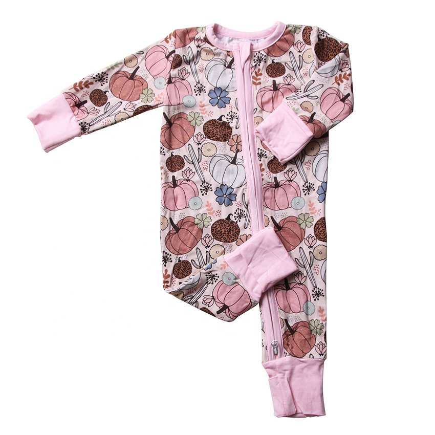 Custom Kids Zipper Bamboo Fabric Custom Pattern Romper baby clothes