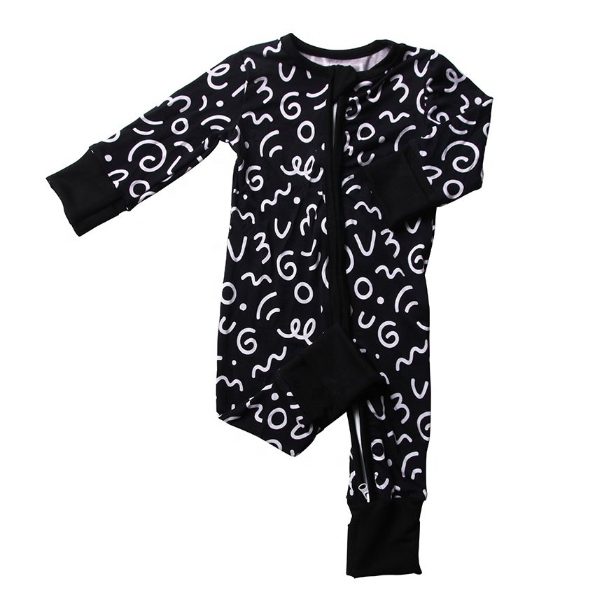 Custom Kids Zipper Bamboo Fabric Custom Pattern Romper baby clothes