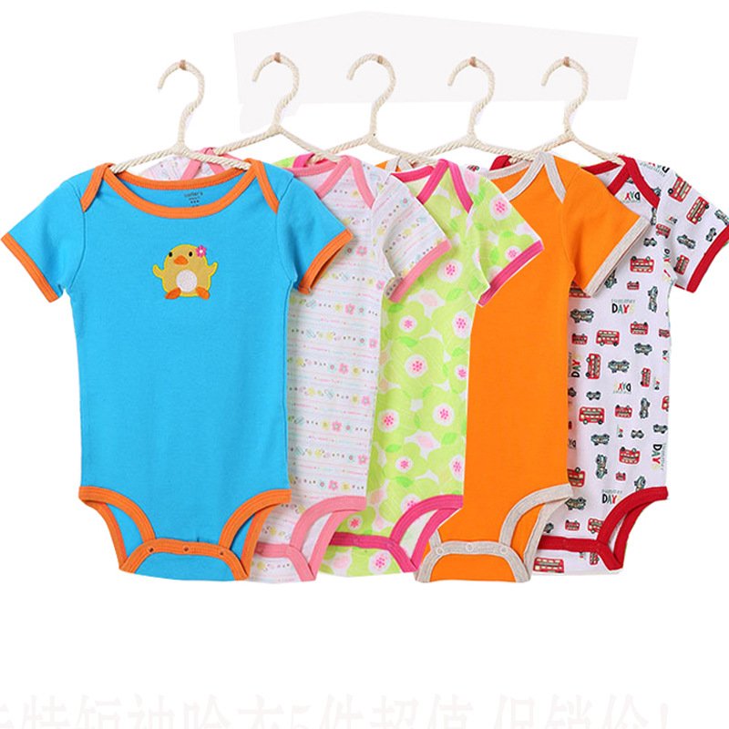 Wholesale Baby Clothes Printed and Sleeve Newborn Infant Romper Bodysuit And Towel Gift clothing Set onesie baby clothes