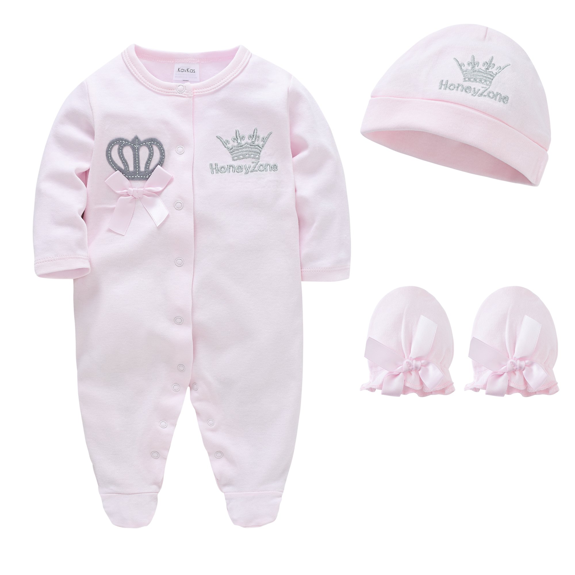 100% Cotton Baby Clothing Sets Boys 0-3 Months Blue Baby Romper +Hats+Mittens Newborn Gift Set