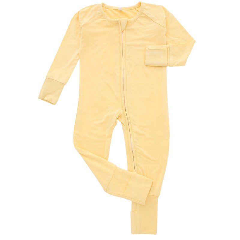 New hot custom baby clothes Long sleeves 95% bamboo Viscose 5% spandex newborn baby onesie blank zipper baby rompers