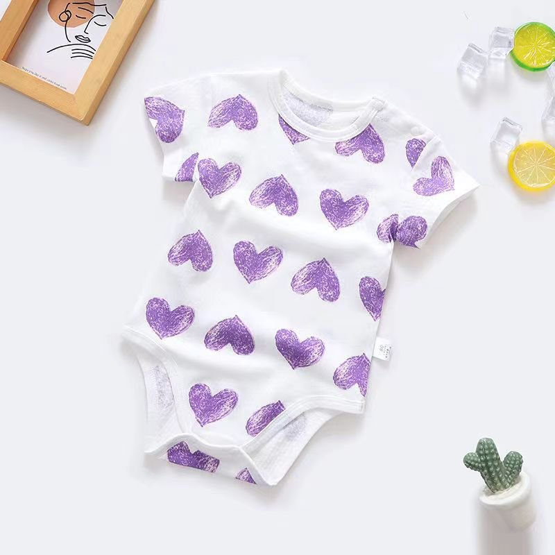 Summer Baby One-Piece Triangle Romper Bodysuit Short-Sleeved Combed Cotton Cute Animal Pattern for Boys Girls Newborn Sleepwear