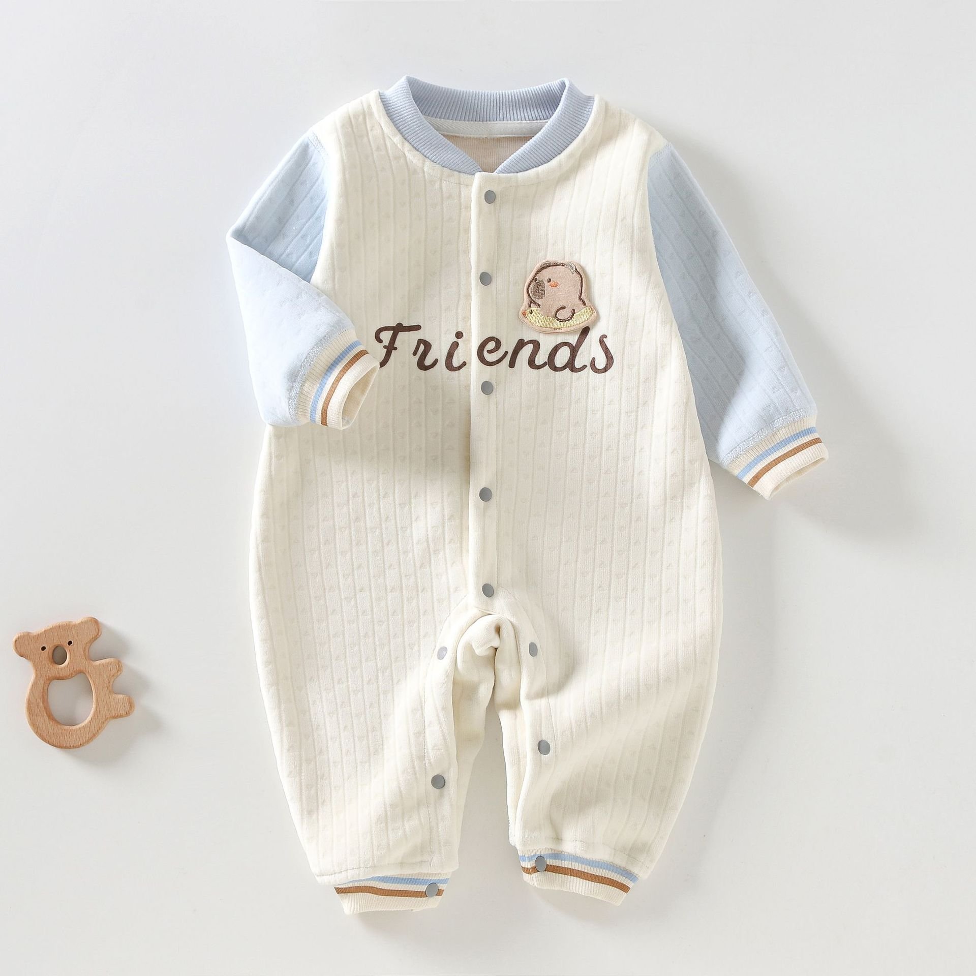 Baby Autumn And Winter New Warm Clothing Baby Onesie Comfortable Velvet Pajamas Base