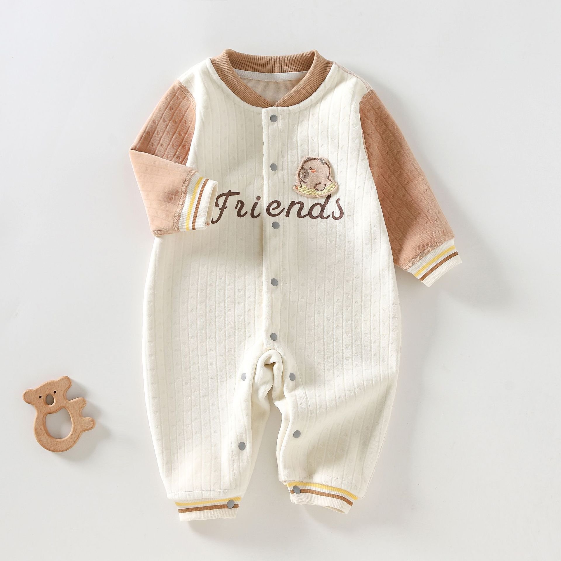 Baby Autumn And Winter New Warm Clothing Baby Onesie Comfortable Velvet Pajamas Base