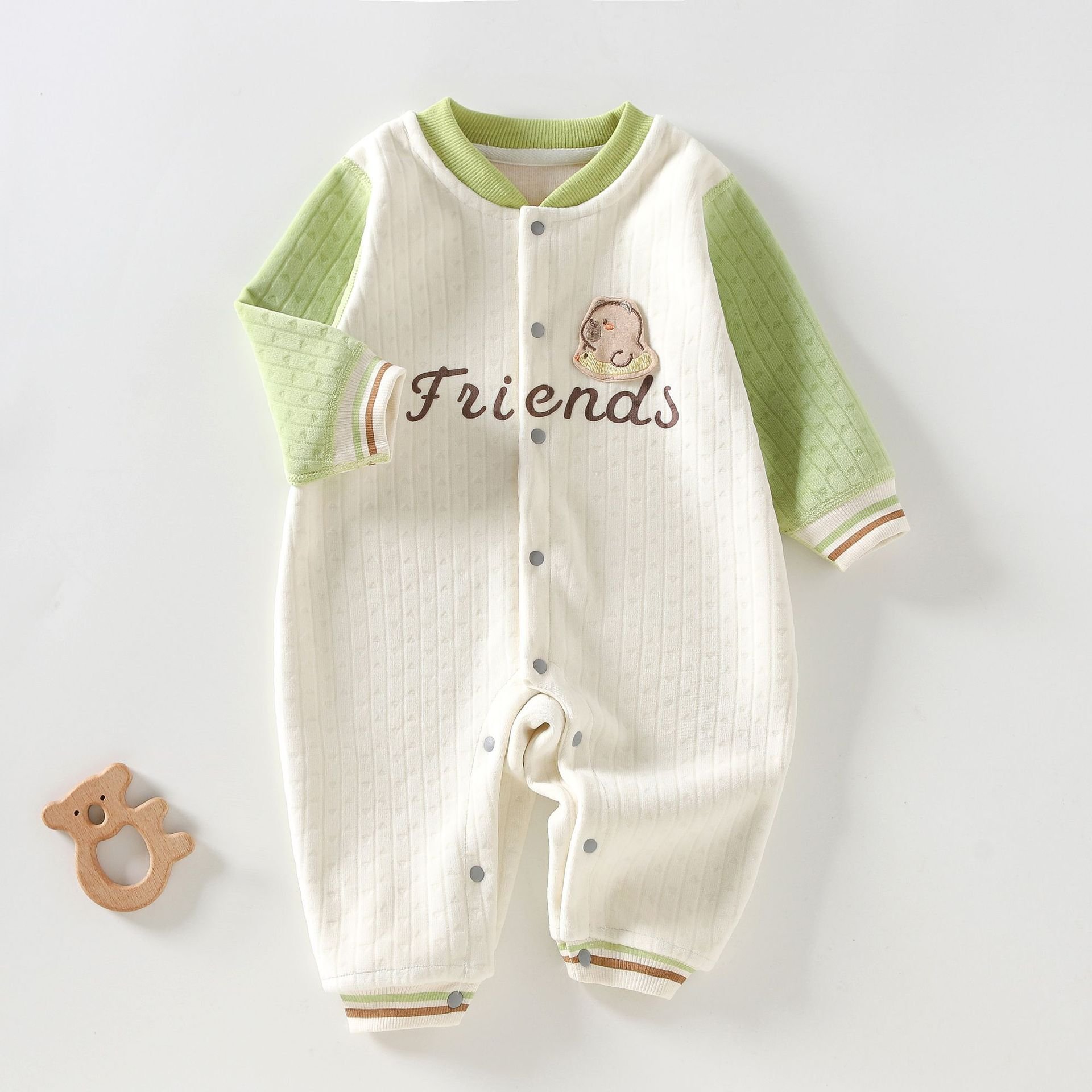 Baby Autumn And Winter New Warm Clothing Baby Onesie Comfortable Velvet Pajamas Base