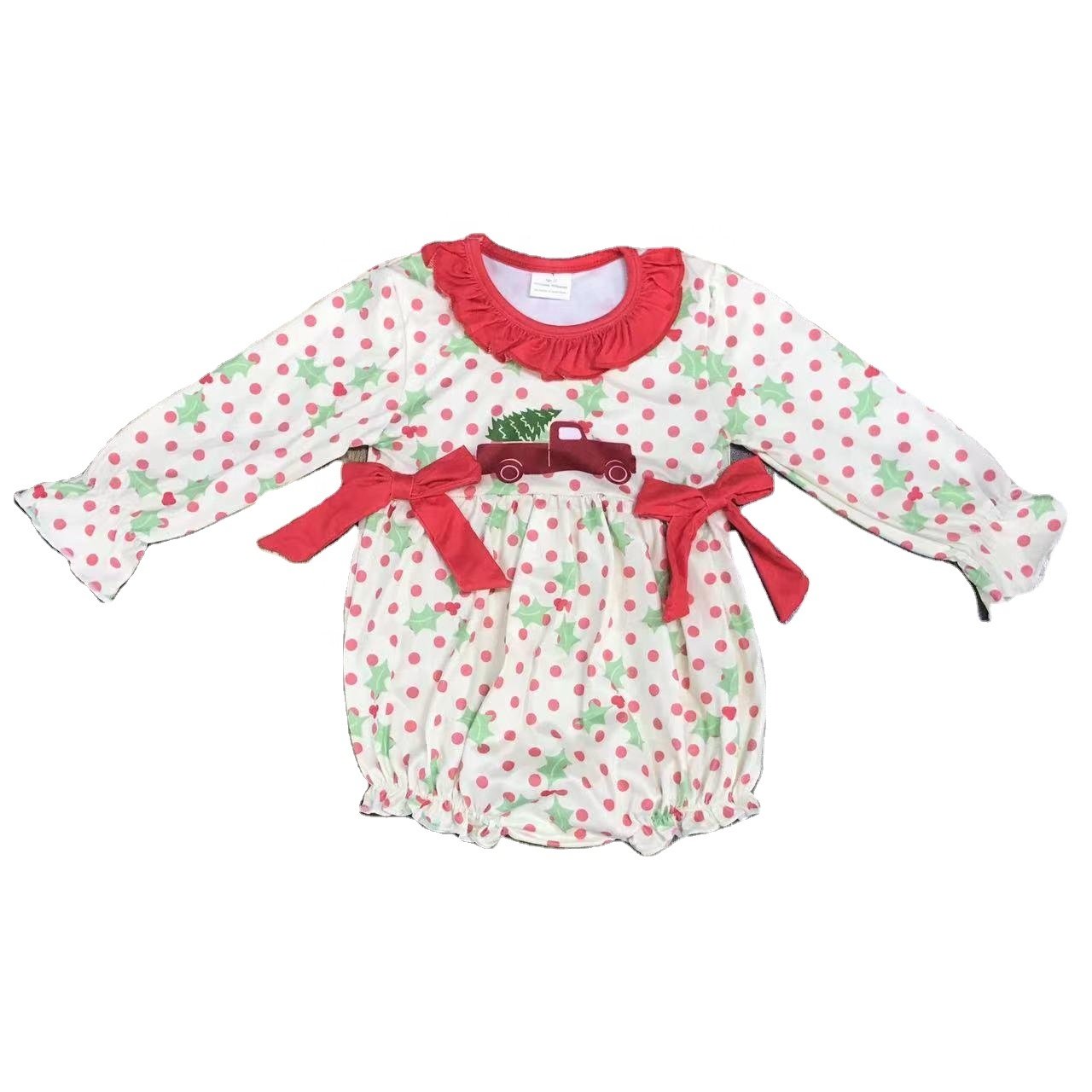 RTS Spring Boutique Christmas Children's costume Baby Long sleeve printed jumpsuit