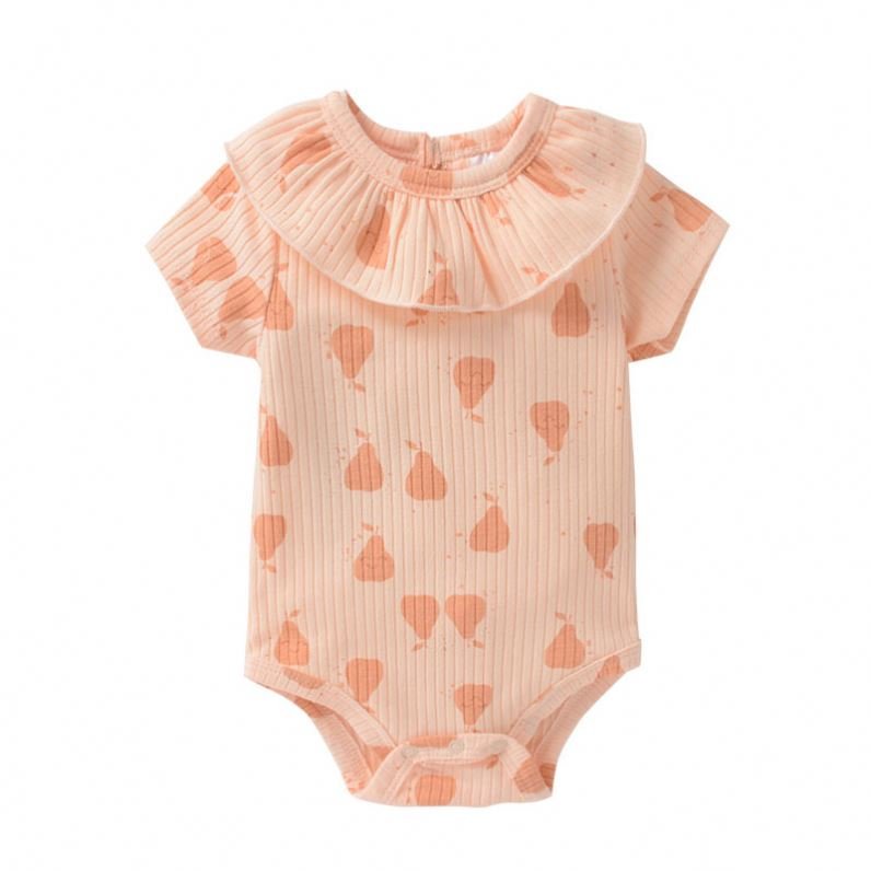 Wholesale Custom Pattern Romper Ribbed Onesies Organic Cotton New Born Baby Clothes Summer
