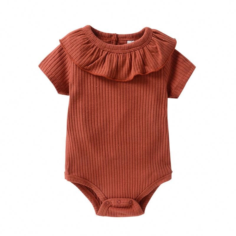 Wholesale Custom Pattern Romper Ribbed Onesies Organic Cotton New Born Baby Clothes Summer