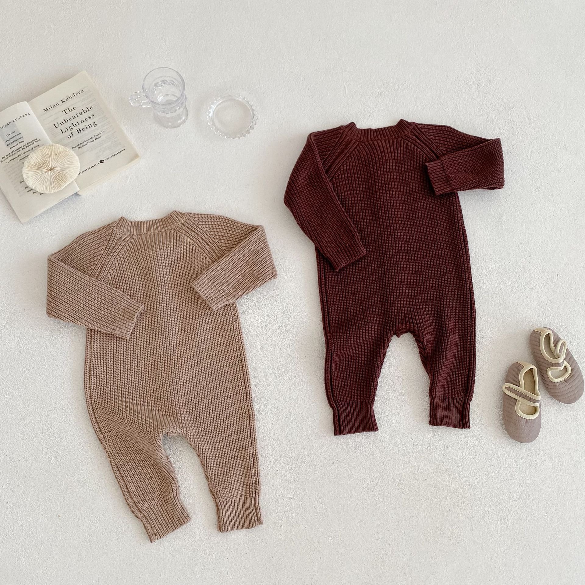 Custom OEM Winter Fall Knit Overalls Baby Clothes Rompers For Baby Sweater Knitted Kid Clothing Boutiques Baby Rompers