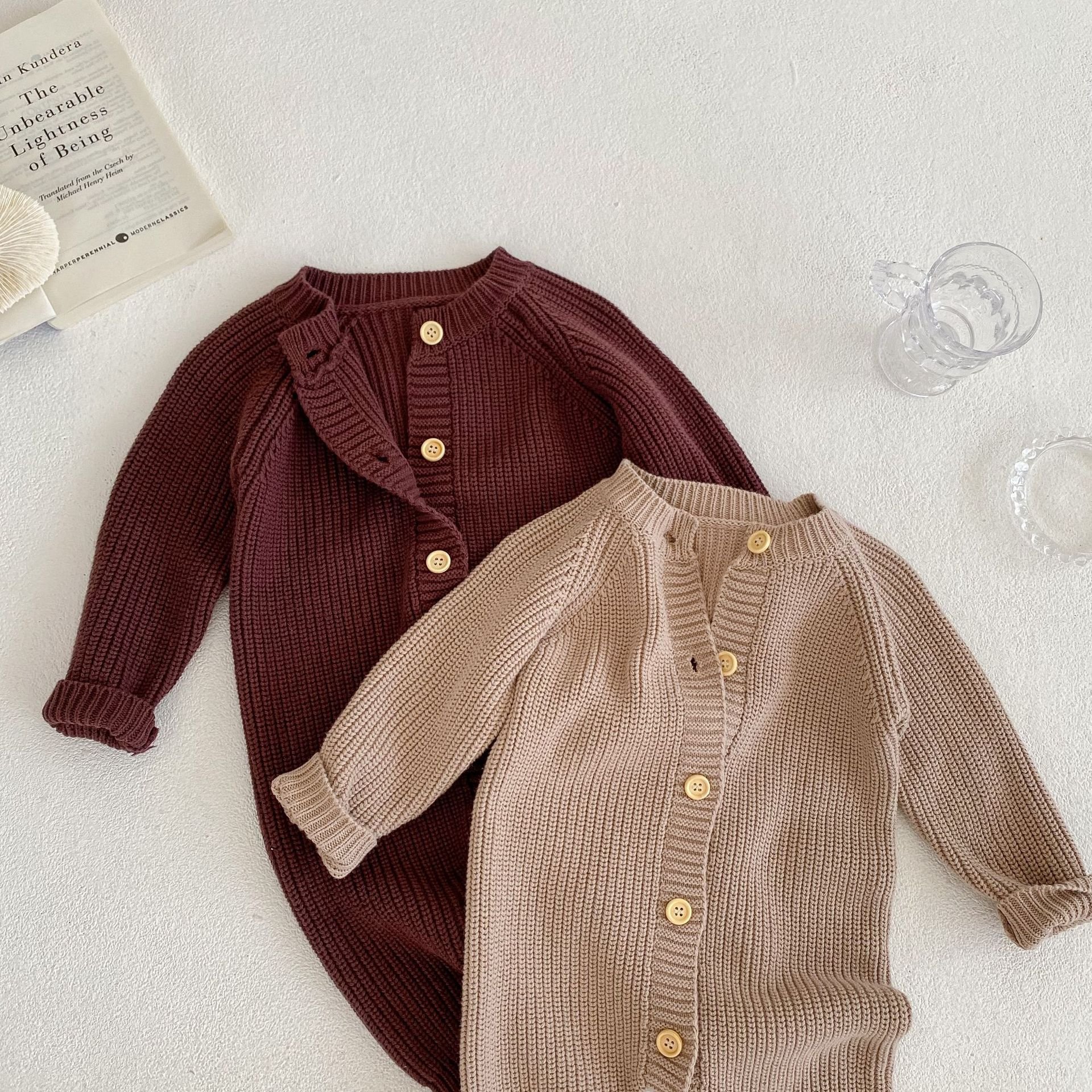 Custom OEM Winter Fall Knit Overalls Baby Clothes Rompers For Baby Sweater Knitted Kid Clothing Boutiques Baby Rompers
