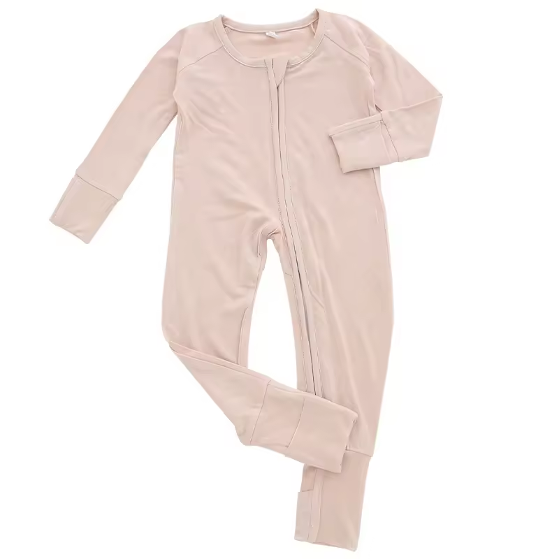 Unisex Newborn Baby Romper Custom Printed Long Sleeves Baby Bodysuit Casual Solid Winter Clothing Spandex Bamboo Zipper