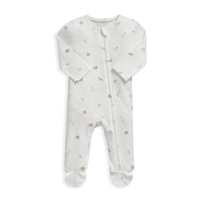Manufacturer Supplier Wholesale Boutique Baby Clothes Bamboo Baby Romper Zipper Custom Print Logo Label Zipper Newborn Clothing
