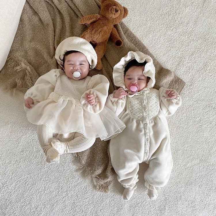 New Born Baby Clothes Long Sleeves Elegant Autumn Clothes Solid Color Clothes Baby Romper