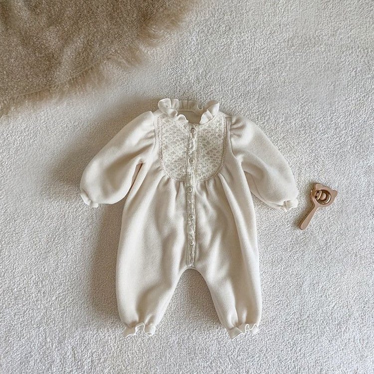 New Born Baby Clothes Long Sleeves Elegant Autumn Clothes Solid Color Clothes Baby Romper