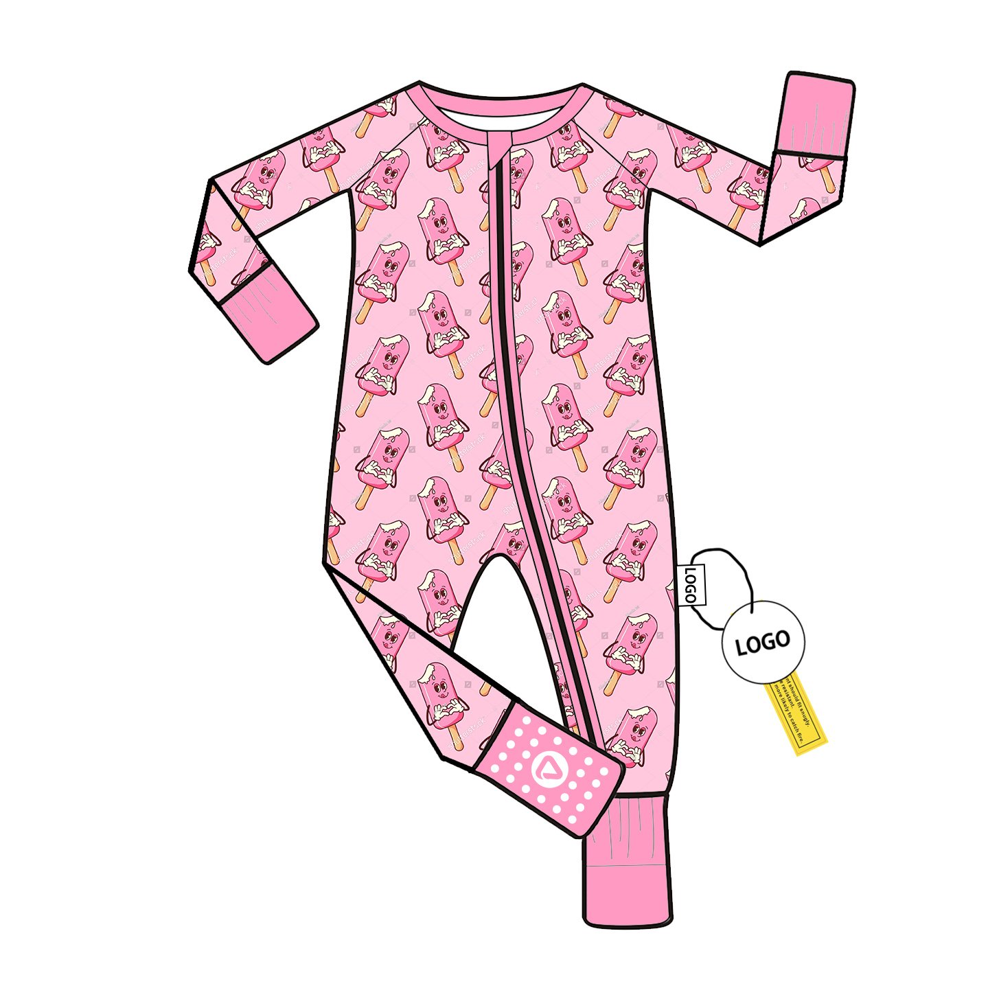 Bamboo Fiber Baby Romper with Folded Feet Long Sleeve Pajamas Custom Wholesale Low MOQ for Unisex Jumpsuit Sleeper Bodysuit