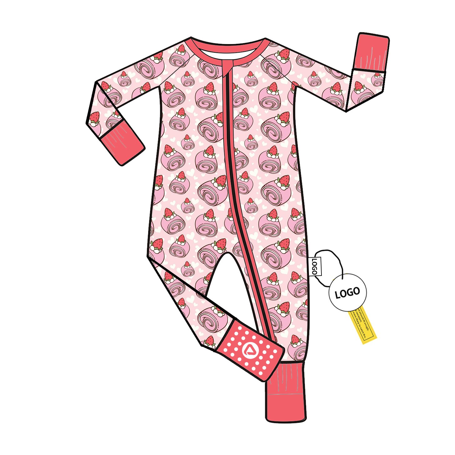 Bamboo Fiber Baby Romper with Folded Feet Long Sleeve Pajamas Custom Wholesale Low MOQ for Unisex Jumpsuit Sleeper Bodysuit