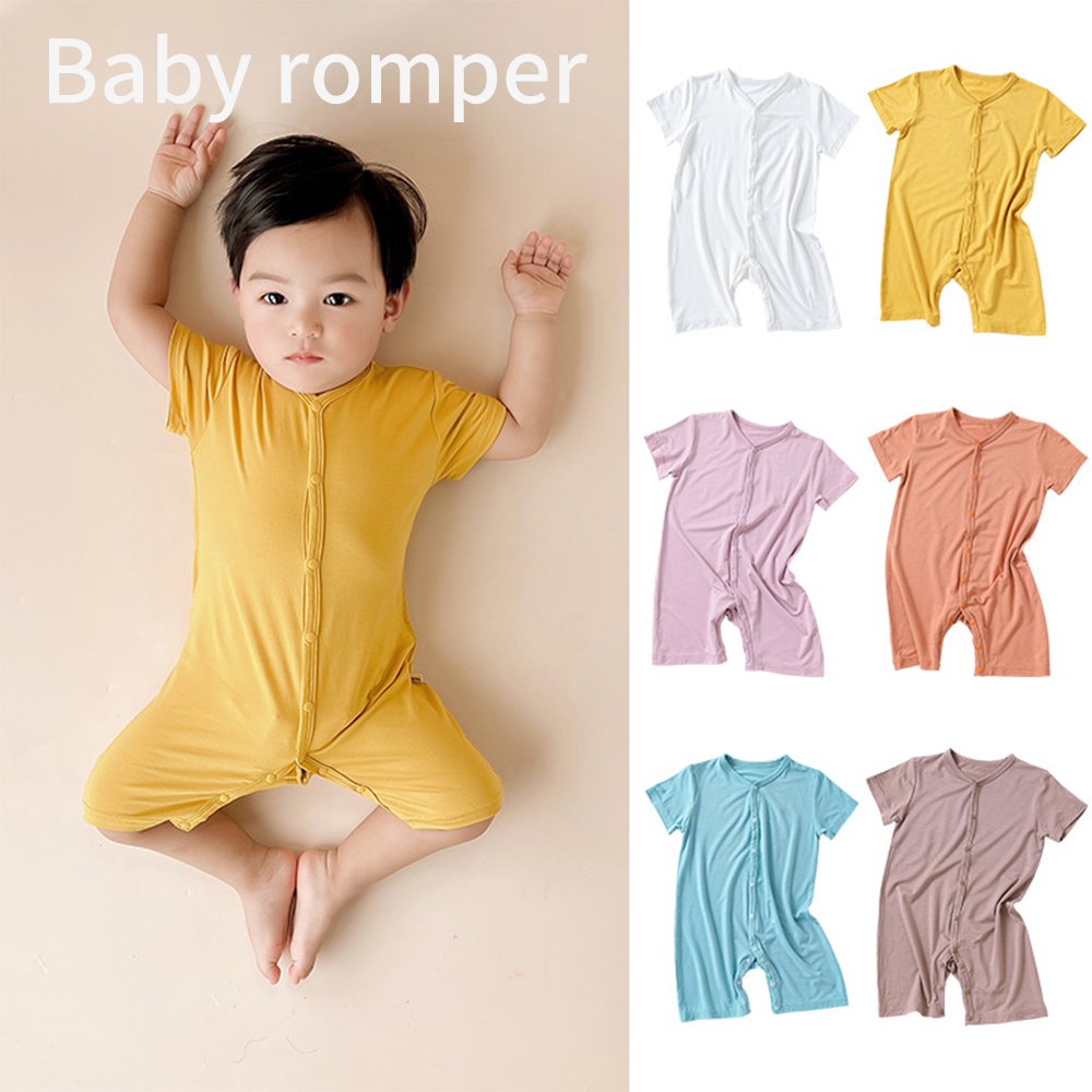 Happuflute Kids Outfit Nightwear Modal Cotton Baby Pajamas Short Sleeve One Piece Sleepwear Jumpsuit Newborn Baby romper