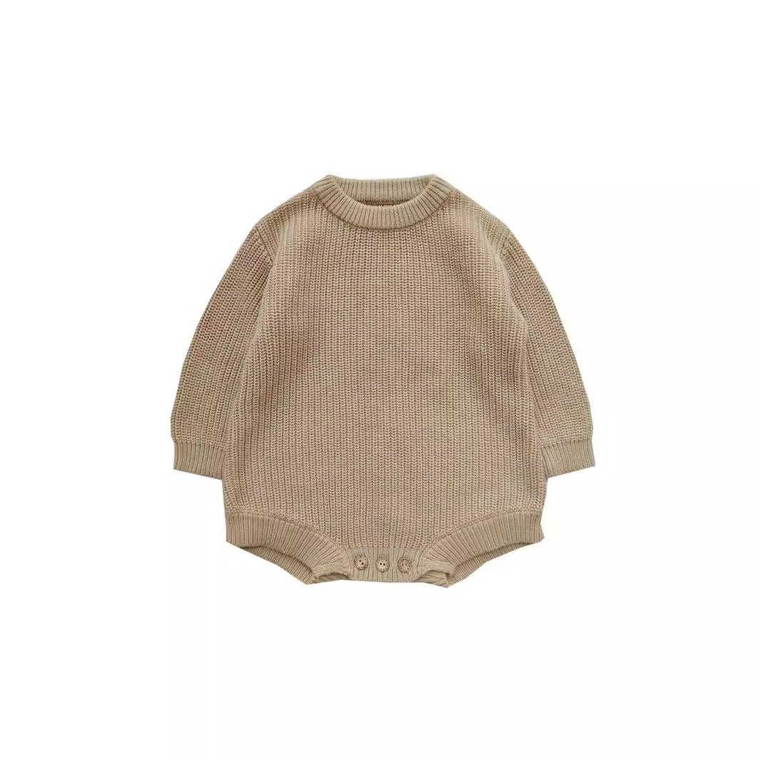 High Quality baby Solid Color Knitted sweater Jumpers Girls Long Sleeve Knitted Cotton Infant Toddler Baby Rompers