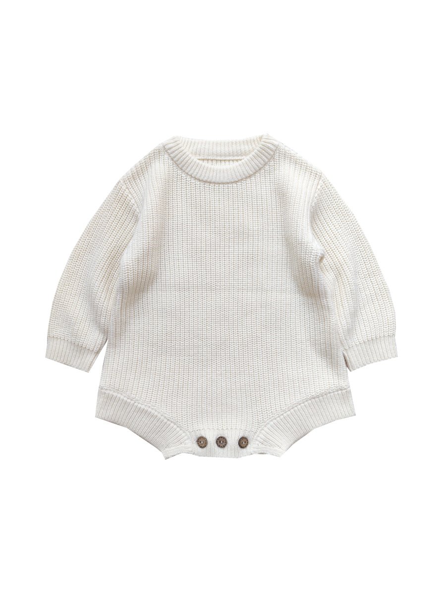 High Quality baby Solid Color Knitted sweater Jumpers Girls Long Sleeve Knitted Cotton Infant Toddler Baby Rompers