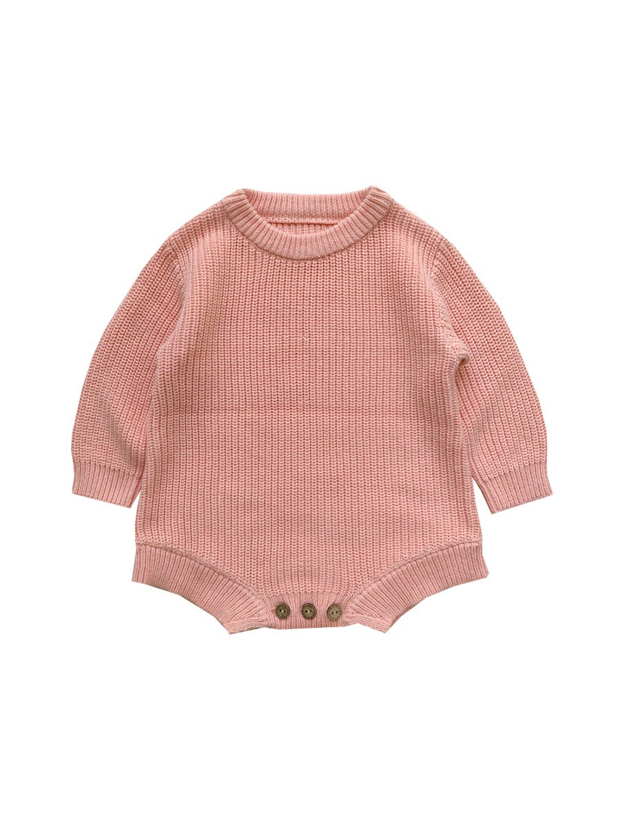 High Quality baby Solid Color Knitted sweater Jumpers Girls Long Sleeve Knitted Cotton Infant Toddler Baby Rompers