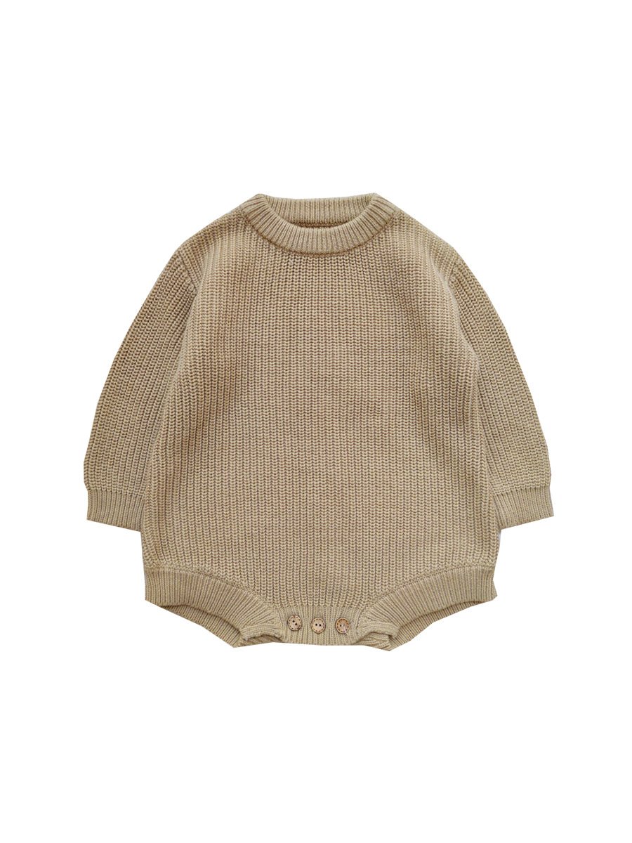High Quality baby Solid Color Knitted sweater Jumpers Girls Long Sleeve Knitted Cotton Infant Toddler Baby Rompers