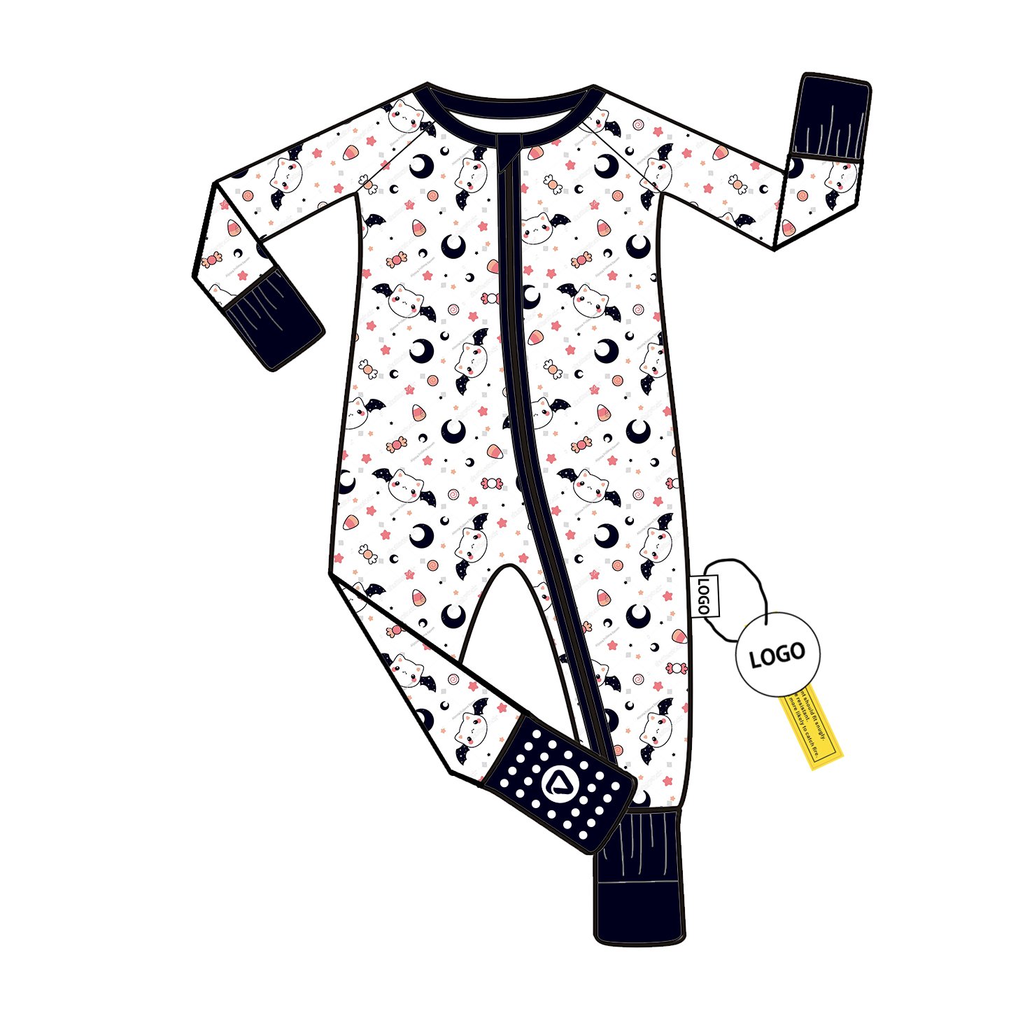 Bamboo Viscose Baby Romper with YKK Zipper Custom Print Long Sleeve Pajamas for Toddlers Wholesale Low MOQ Jumpsuit