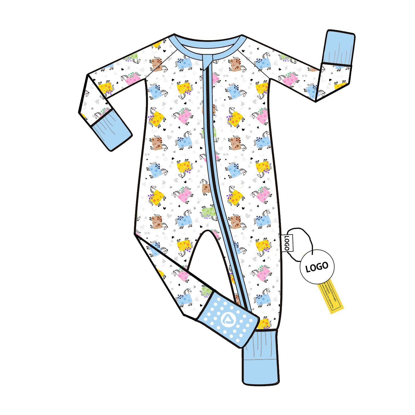 Bamboo Viscose Baby Romper with YKK Zipper Custom Print Long Sleeve Pajamas for Toddlers Wholesale Low MOQ Jumpsuit