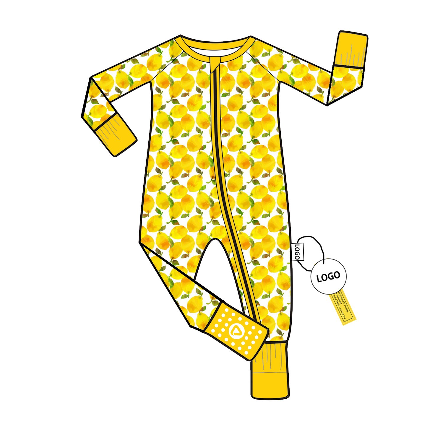 Bamboo Viscose Baby Romper with YKK Zipper Custom Print Long Sleeve Pajamas for Toddlers Wholesale Low MOQ Jumpsuit