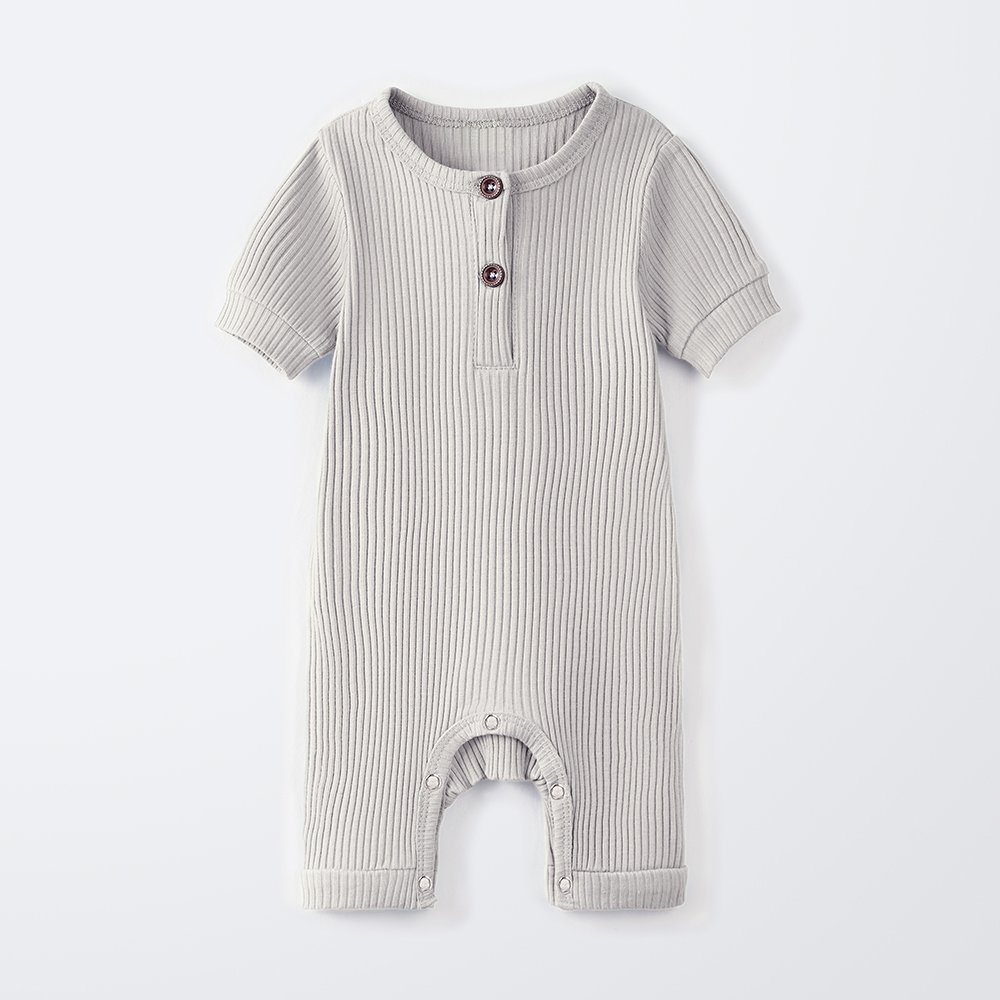 Custom Rib Baby Romper Infant Onesie Solid Long Sleeve Newborn pajamas