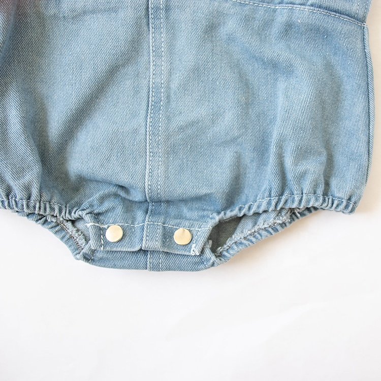 Custom Kids Clothing Sleeveless Jean Jumpsuit Fashion Snap Button Denim Baby Rompers