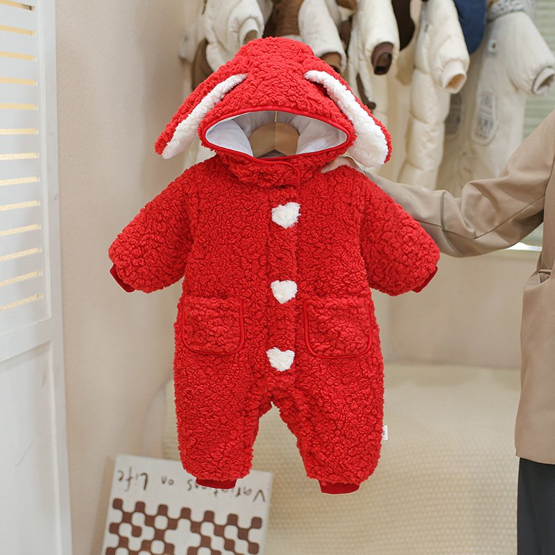 Wholesale 2024 Winter Baby Clothing Cute Style Solid Color Long Sleeve Cotton Baby Rompers