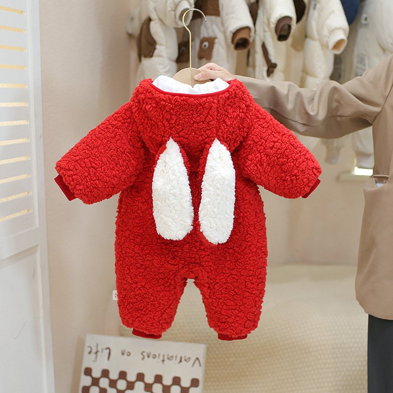 Wholesale 2024 Winter Baby Clothing Cute Style Solid Color Long Sleeve Cotton Baby Rompers