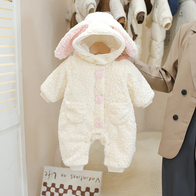 Wholesale 2024 Winter Baby Clothing Cute Style Solid Color Long Sleeve Cotton Baby Rompers