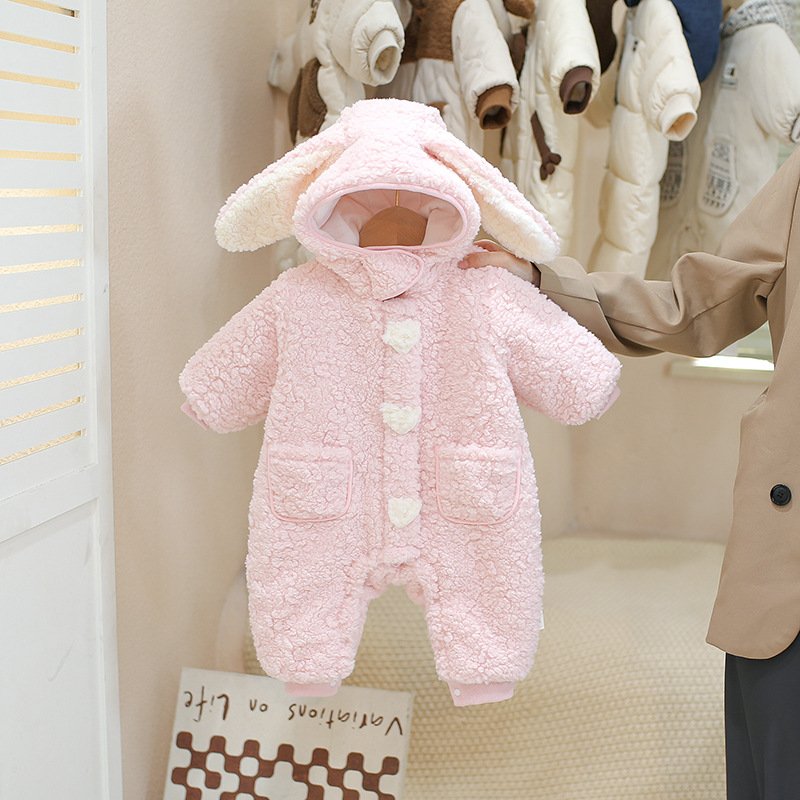 Wholesale 2024 Winter Baby Clothing Cute Style Solid Color Long Sleeve Cotton Baby Rompers