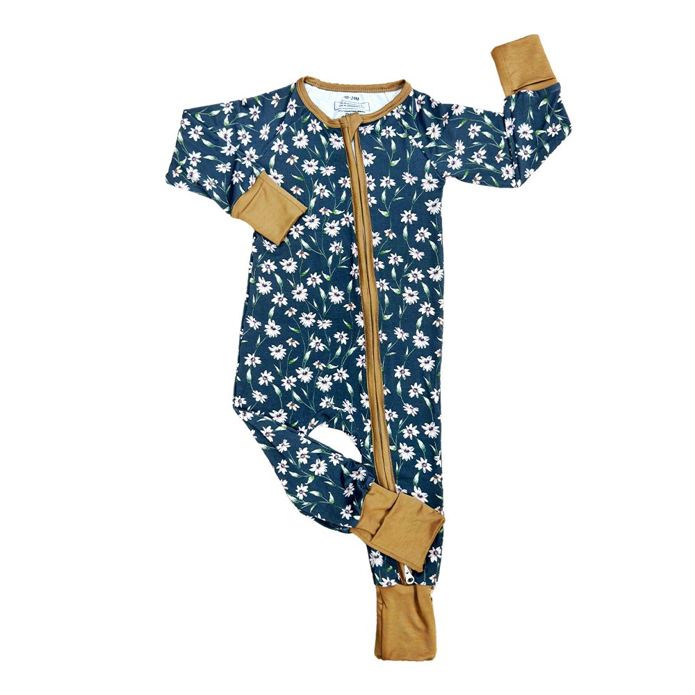 Bamboo Fiber Baby Romper with YKK Zipper Long Sleeve Pajamas Wholesale Low MOQ for Infants Jumpsuit Sleeper