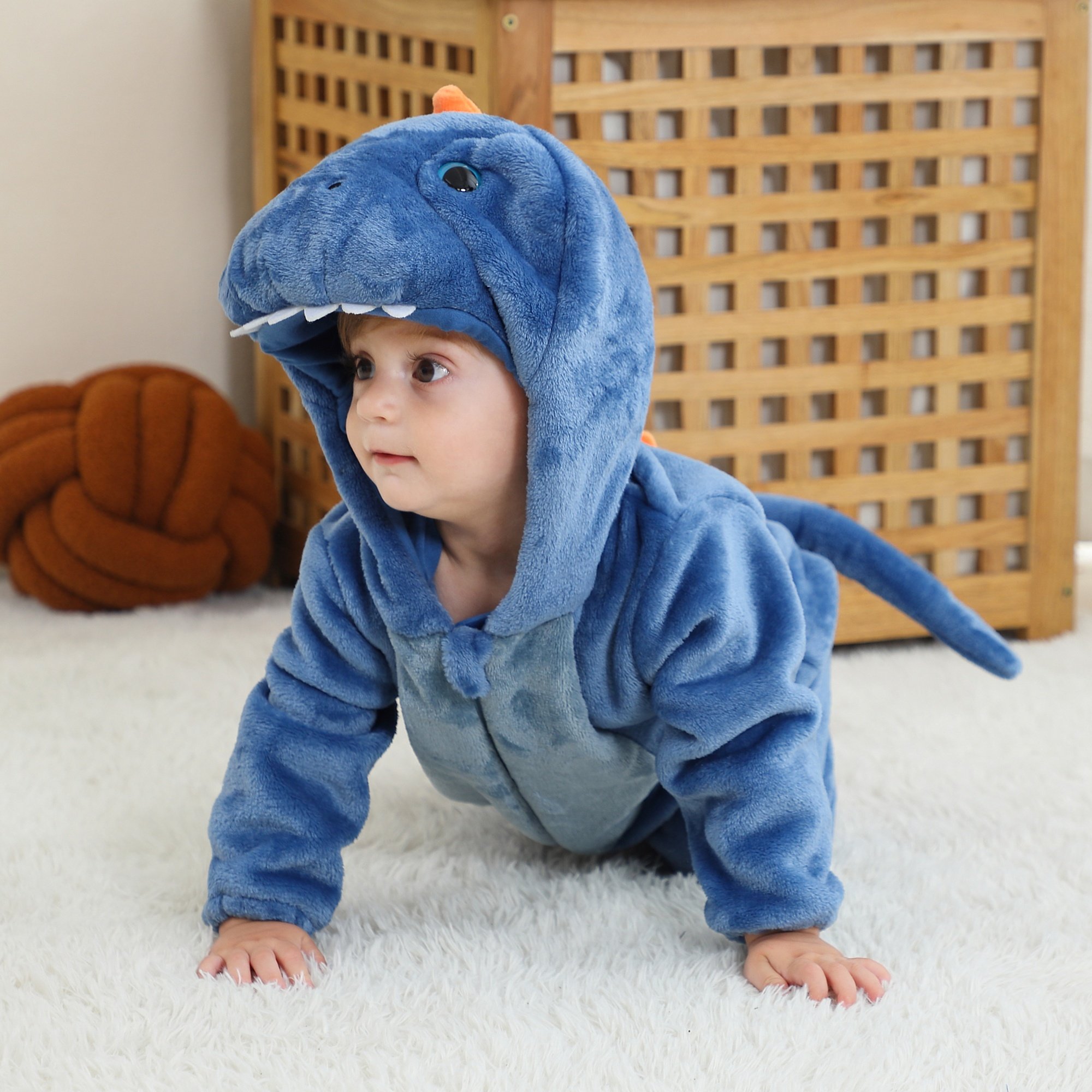 Michley Custom Label New design Cosplay Baby Bodysuit baby Romper 3D Cartoon BLUE DRAGON Infant Costumes Animal Boy's Jumpsuit