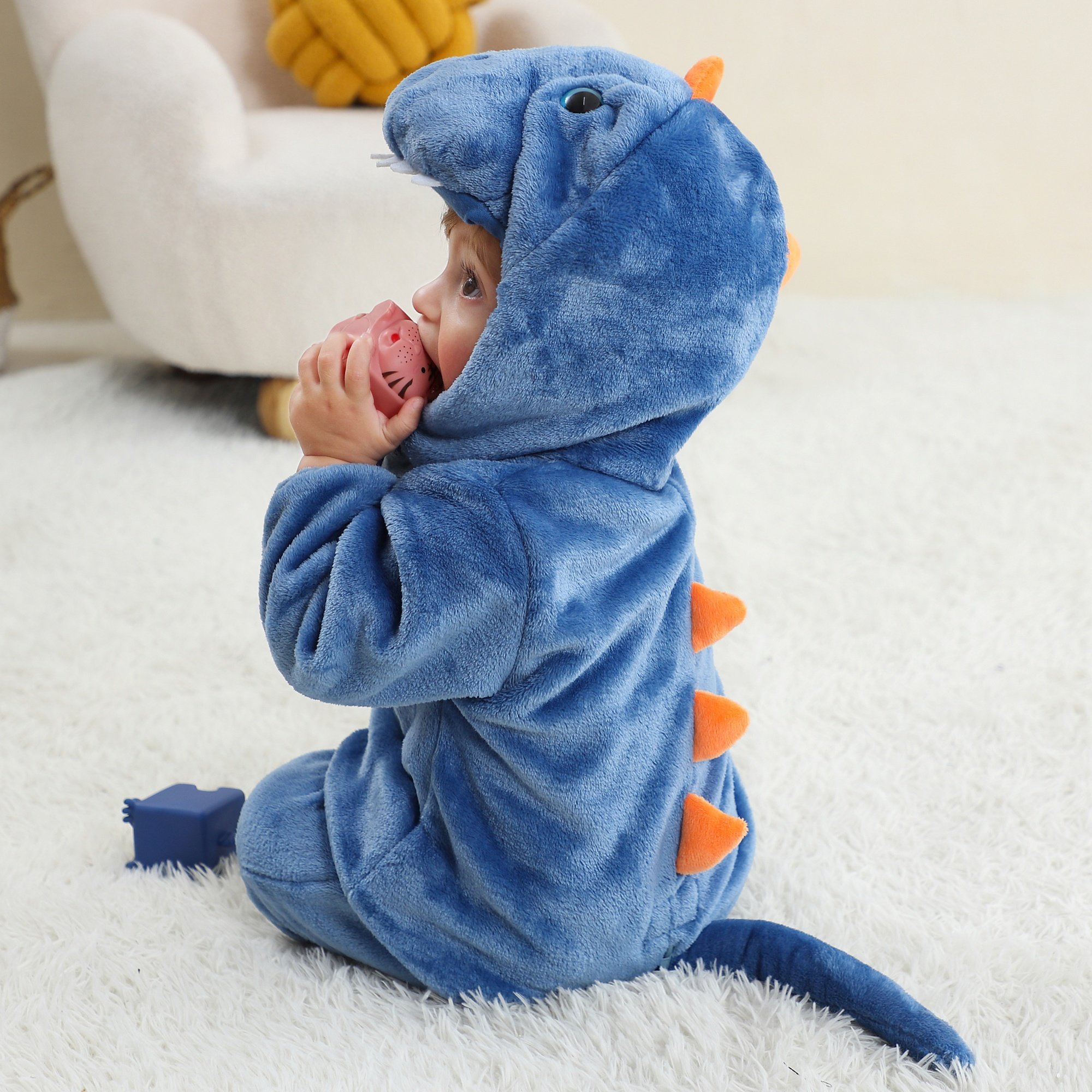 Michley Custom Label New design Cosplay Baby Bodysuit baby Romper 3D Cartoon BLUE DRAGON Infant Costumes Animal Boy's Jumpsuit