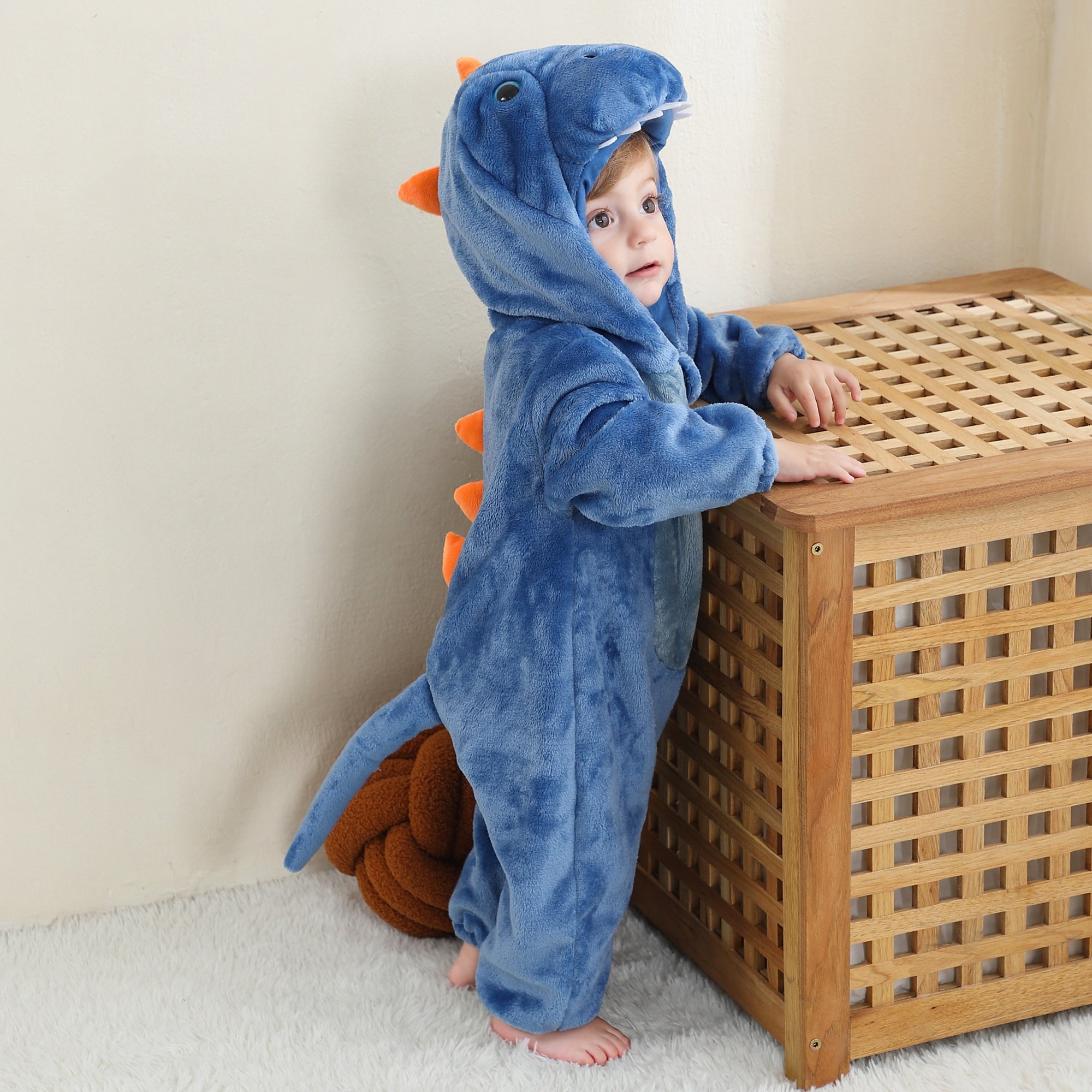 Michley Custom Label New design Cosplay Baby Bodysuit baby Romper 3D Cartoon BLUE DRAGON Infant Costumes Animal Boy's Jumpsuit