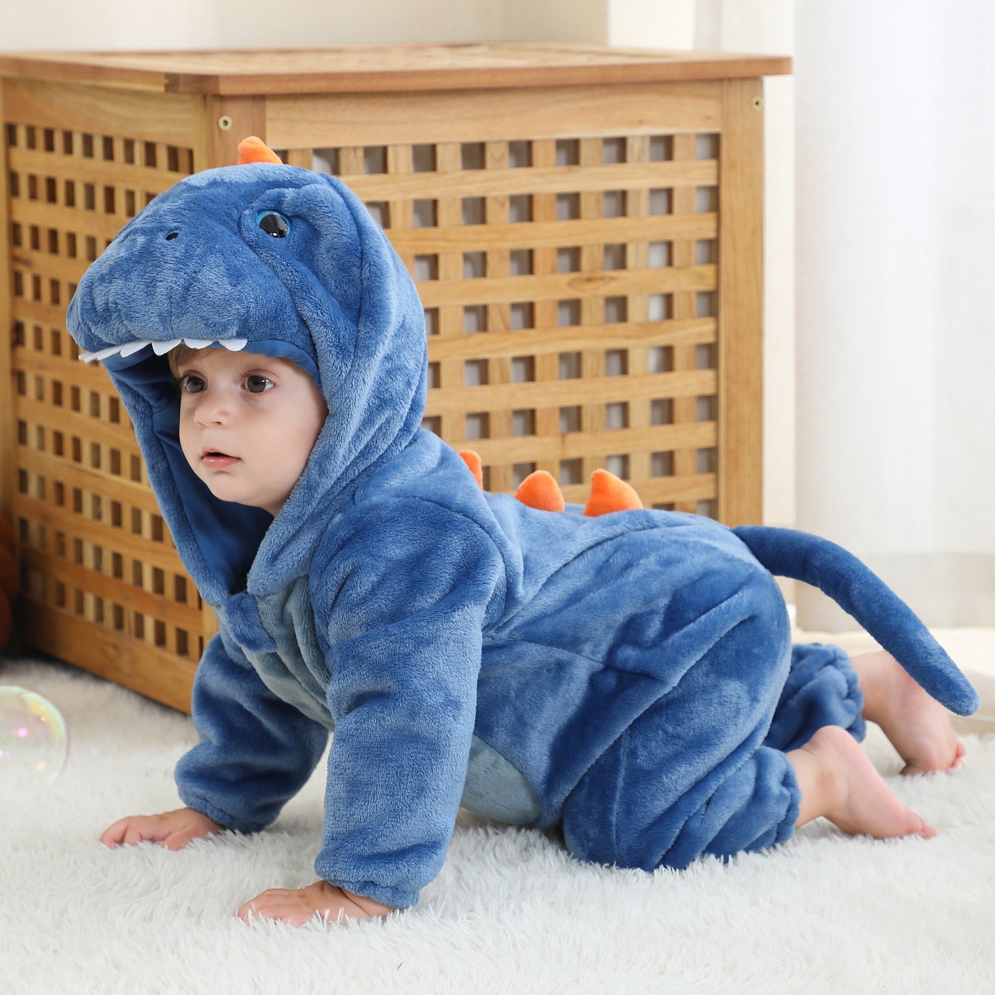 Michley Custom Label New design Cosplay Baby Bodysuit baby Romper 3D Cartoon BLUE DRAGON Infant Costumes Animal Boy's Jumpsuit